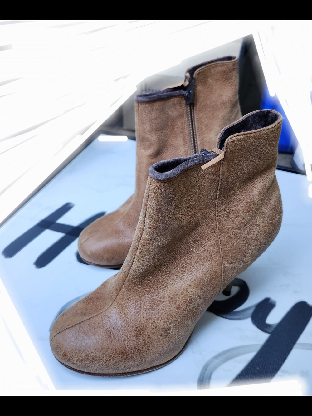 Diesel Brown Leather Ankle Booties